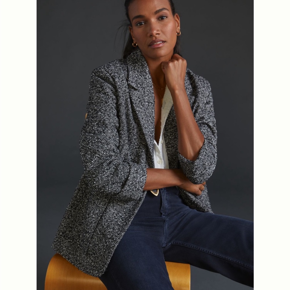 Anthropologie Relaxed Patch-Pocket Blazer Sz S